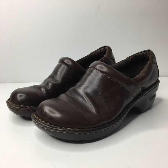 b.o.c. Sz 8.5 Brown Leather Clogs - Picture 1 of 8